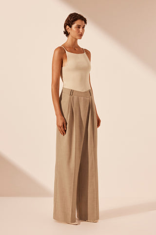 ASHER ASYMMETRICAL PLEAT FRONT PANT