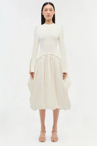 KENLIE TAFFETA KNIT MIDI DRESS