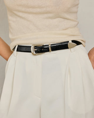 NO. 16 BELT - BLACK LEATHER & SILVER