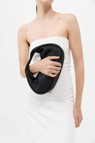 WOVEN BON BON BAG - BLACK