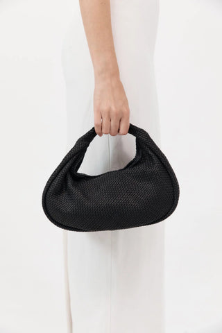 WOVEN BON BON BAG - BLACK