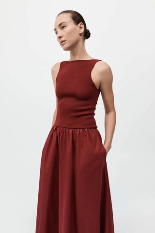 BATEAU CUT DRESS - BERRY