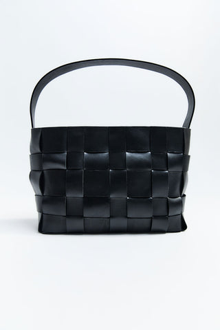WOVEN MINI TOTE - BLACK