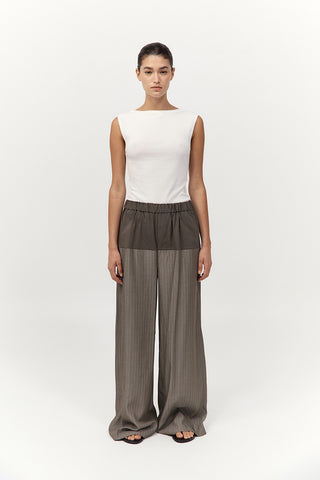 RELAXED SPLICE PANTS - KHAKI PINSTRIPE