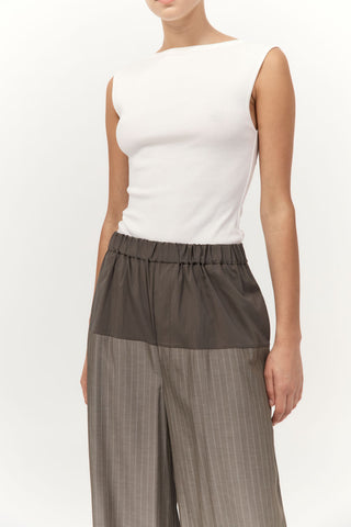 RELAXED SPLICE PANTS - KHAKI PINSTRIPE