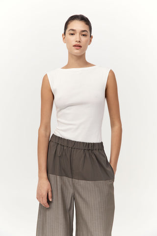 RELAXED SPLICE PANTS - KHAKI PINSTRIPE