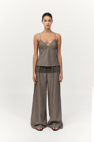 BIAS CAMI - KHAKI PINSTRIPE