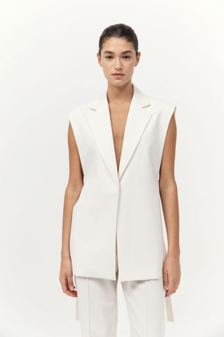 RELAXED SIDE TIE VEST - OFF WHITE