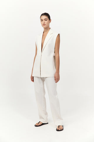 RELAXED SIDE TIE VEST - OFF WHITE