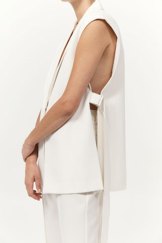 RELAXED SIDE TIE VEST - OFF WHITE