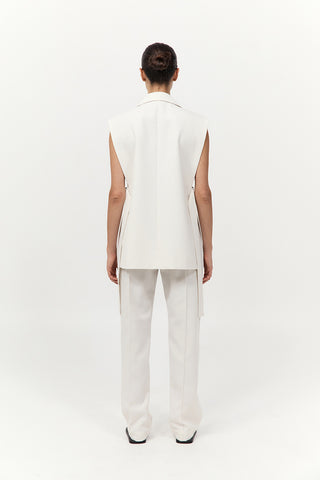 RELAXED SIDE TIE VEST - OFF WHITE