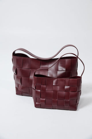 WOVEN MINI TOTE - PLUM