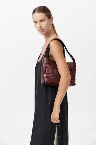WOVEN MINI TOTE - PLUM
