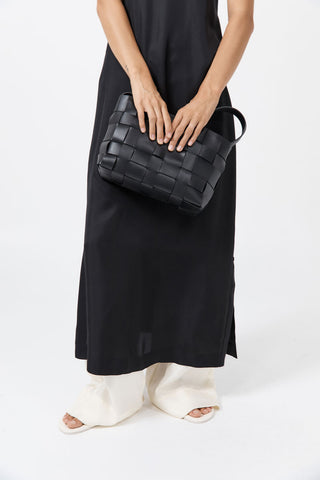 WOVEN MINI TOTE - BLACK