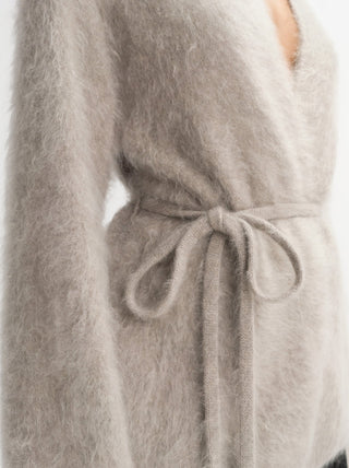 BRUSHED CARDIGAN - GREIGE