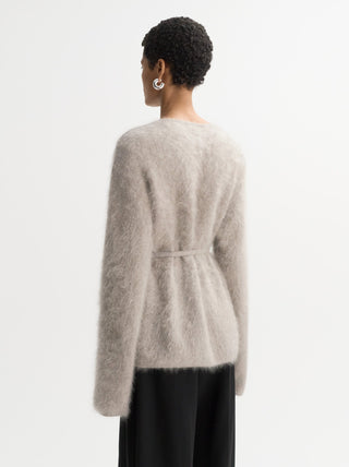 BRUSHED CARDIGAN - GREIGE