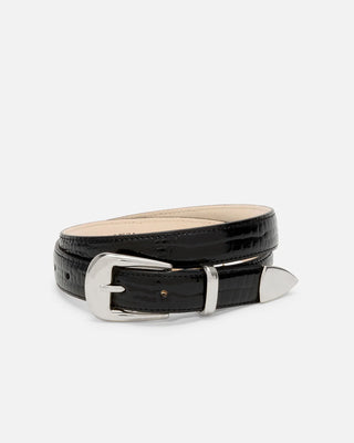 NO. 16 BELT - BLACK LEATHER & SILVER