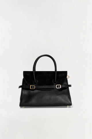 RIVER MINI SUEDE HANDLE BAG - BLACK