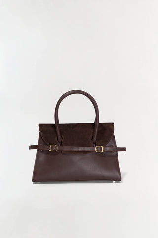 RIVER MINI SUEDE HANDLE BAG - CACAO