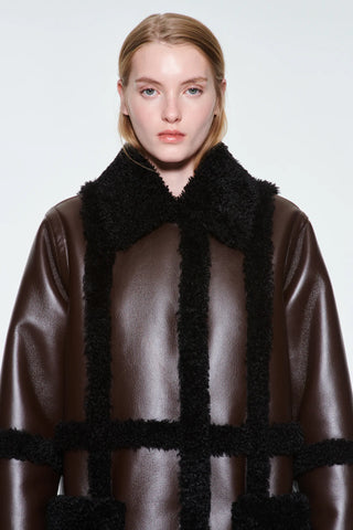 PATRICE COAT - DARK BROWN/ BLACK