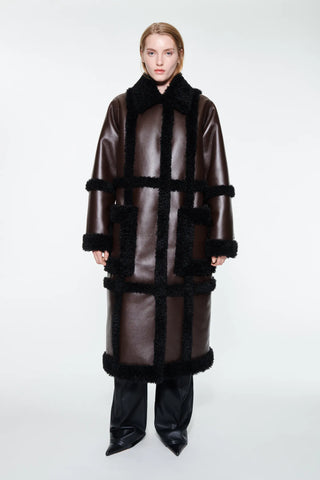 PATRICE COAT - DARK BROWN/ BLACK