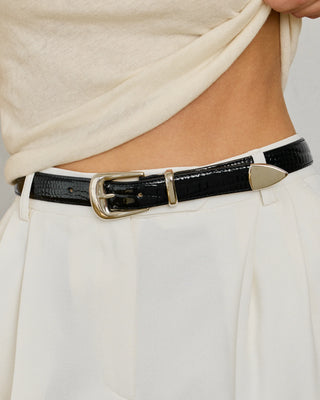 NO. 16 BELT - BLACK LEATHER & SILVER