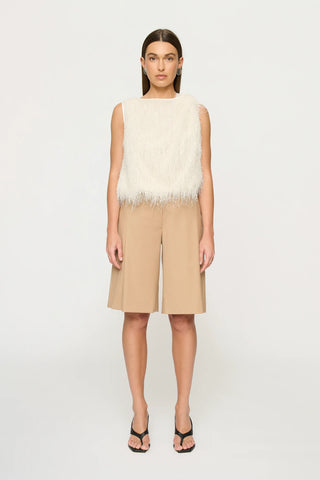 KHALO FRINGE TOP - PARCHMENT