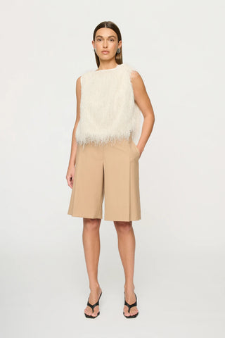 KHALO FRINGE TOP - PARCHMENT