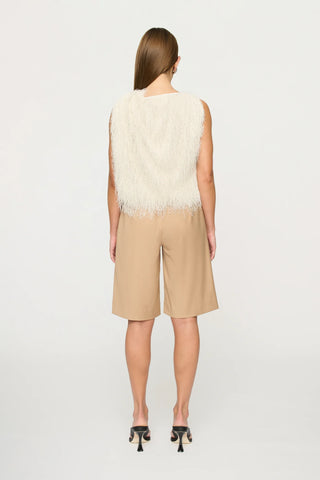 KHALO FRINGE TOP - PARCHMENT