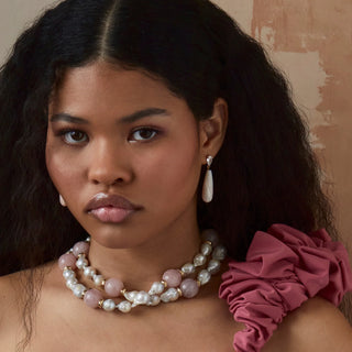 BY ALONA | LAYLANI NECKLACE - ROSE QUARTZ WITH PEARLS