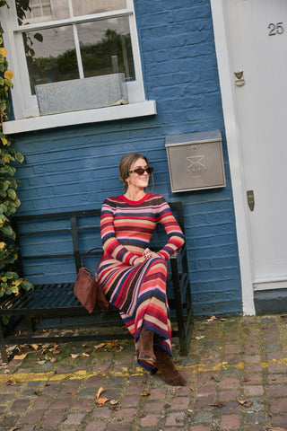 EIZA DRESS AUTUMNAL FADED STRIPE