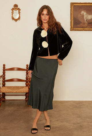 JAVIERA VELVET JACKET WITH ROSETTES