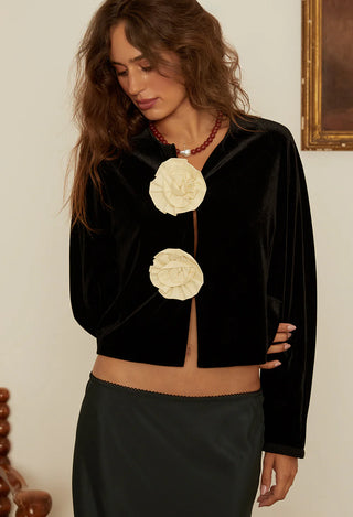 JAVIERA VELVET JACKET WITH ROSETTES