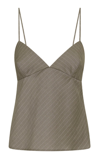 BIAS CAMI - KHAKI PINSTRIPE