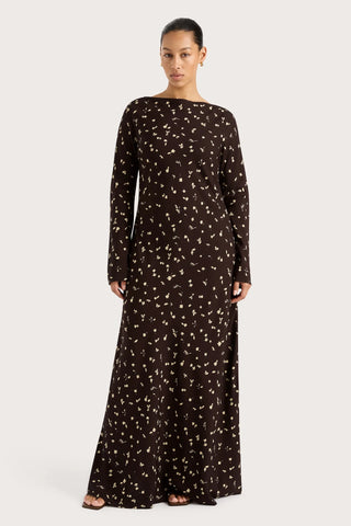 LILOU MAXI DRESS - CLOVER BROWN