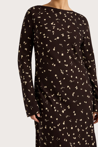 LILOU MAXI DRESS - CLOVER BROWN