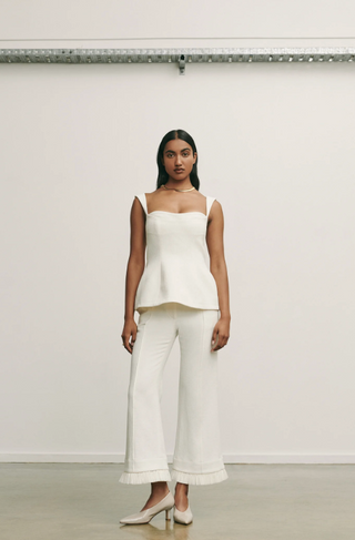 SIMONA PANELLED TOP - OFF WHITE