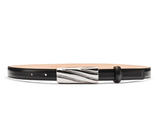 BLACK & BROWN LONDON | LILY SILVER EMBOSSED BUCKLE LEATHER BELT