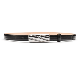 LILY SILVER EMBOSSED BUCKLE LEATHER BELT