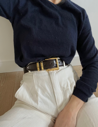 NAOMI BLACK LEATHER WAIST BELT