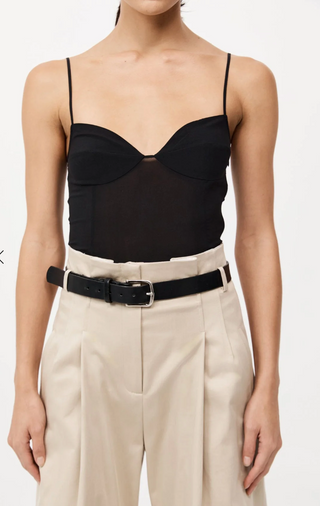COTTON PAPERBAG WAIST TROUSERS - CHAMPAGNE