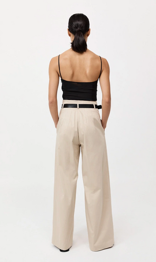 COTTON PAPERBAG WAIST TROUSERS - CHAMPAGNE