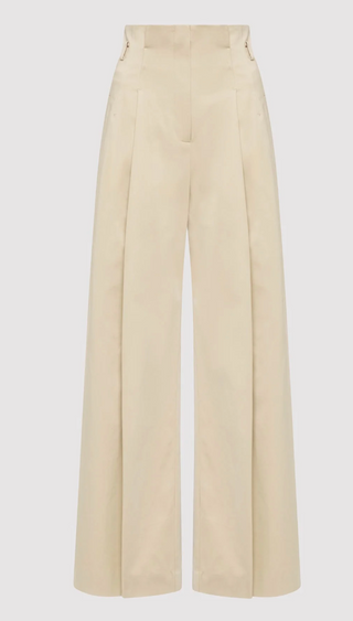 COTTON PAPERBAG WAIST TROUSERS - CHAMPAGNE