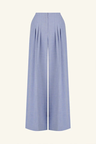 ASHER WIDE LEG PANT - CHAMBRAY BLUE