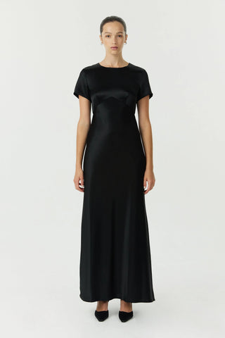 SATIN BIAS MAXI TEE DRESS