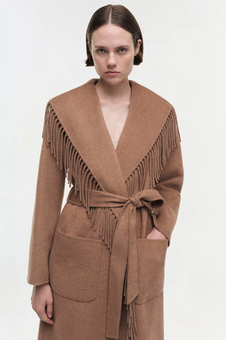 CARRIE FRINGE COAT - CAMEL