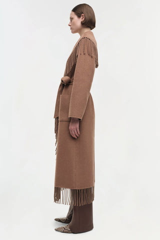 CARRIE FRINGE COAT - CAMEL