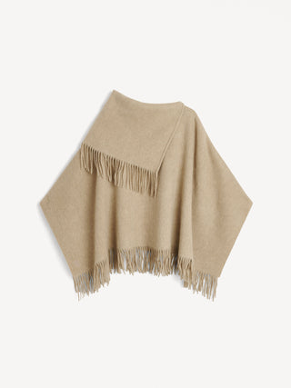 TURTMA WOOL PONCHO - GREY BROWN MELANGE