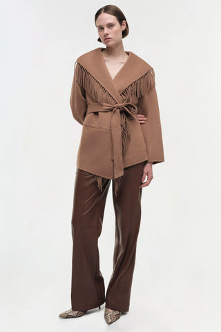 ROWEN FRINGE JACKET - CAMEL