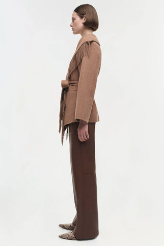 ROWEN FRINGE JACKET - CAMEL